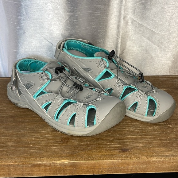 Eddie Bauer Mary Women’s 9 Gray Aqua Bump Toe Sandel Shoe - Picture 2 of 8